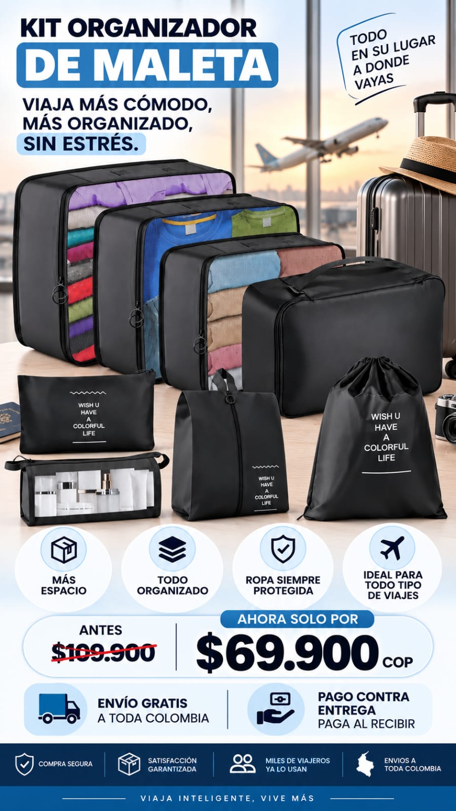 kit organizador de viaje